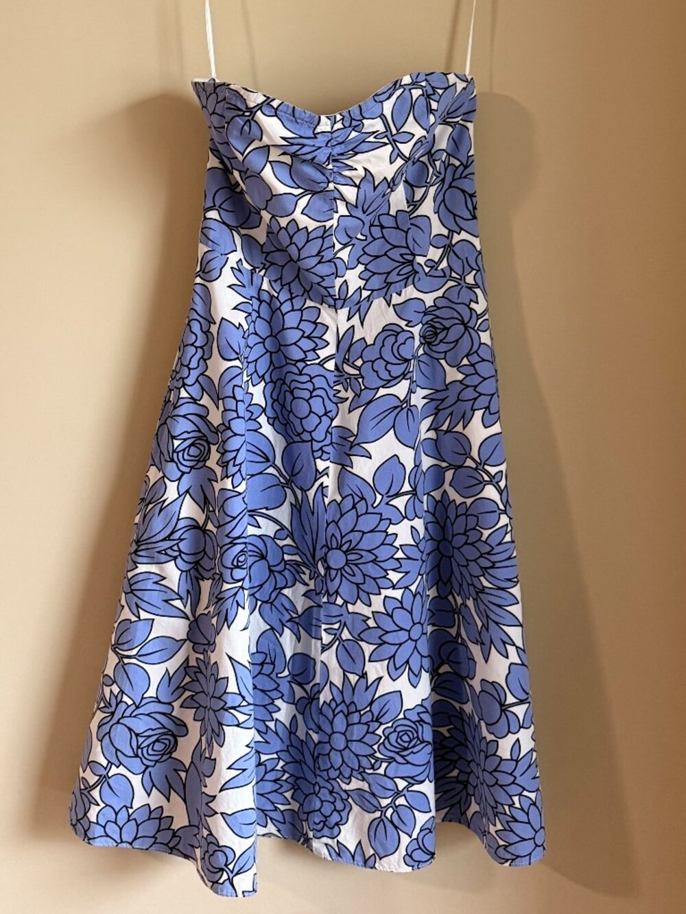 Vintage Guess Blue Floral Strapless Fit & Flare Dress Size 3